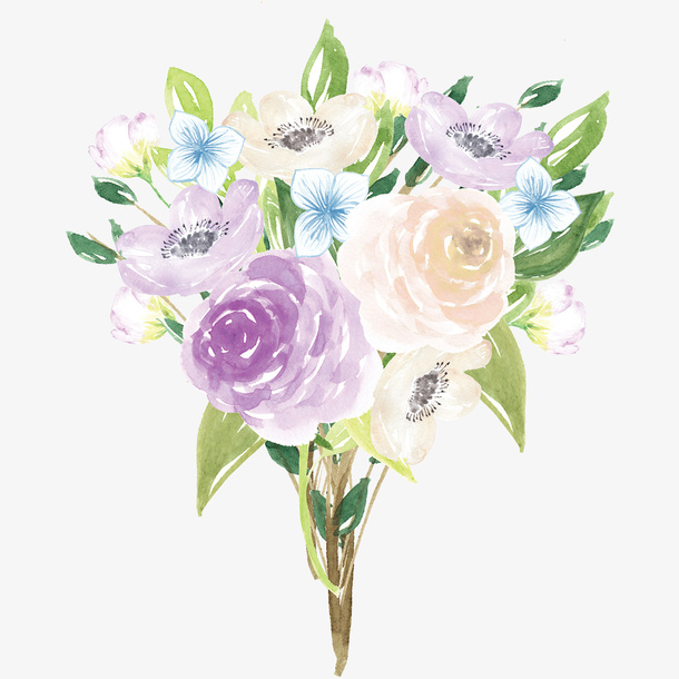 手绘水彩花束免抠图免抠