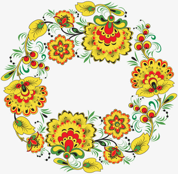 黄色花纹底纹png免抠