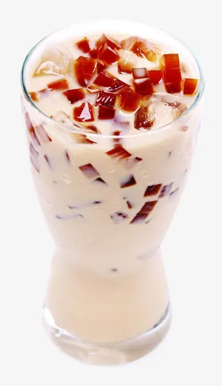 一杯龟苓膏粒草莓奶免抠