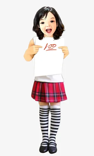 考了100分的女孩开心的笑了免抠