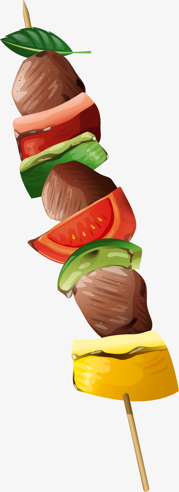 咖啡色立体美味烤串免抠