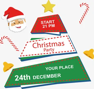 拼图圣诞树派对邀请函免抠