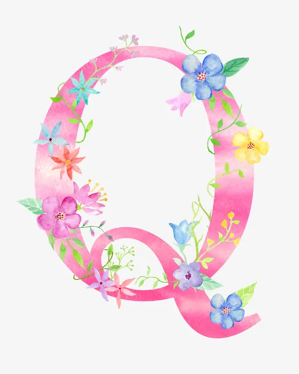 花纹叠加效果英文字体Q设计免抠