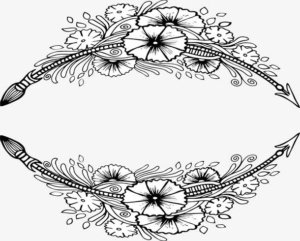 手绘牵牛花标题框免抠