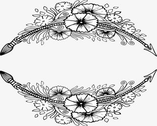 手绘牵牛花标题框免抠