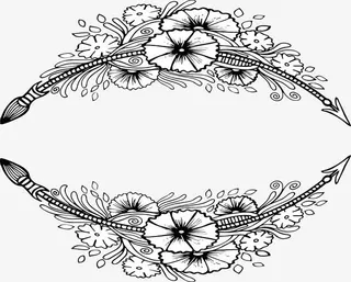 手绘牵牛花标题框免抠