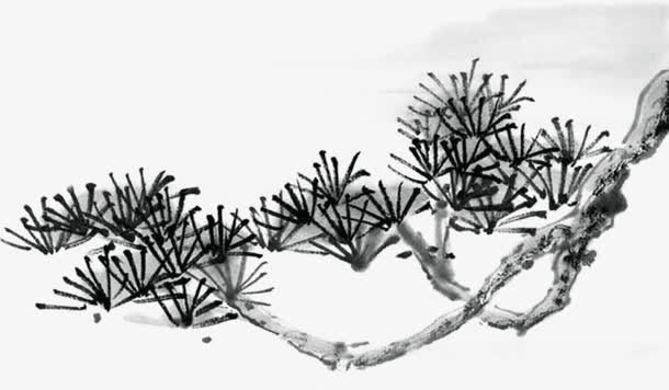 黑色水墨树枝装饰免抠