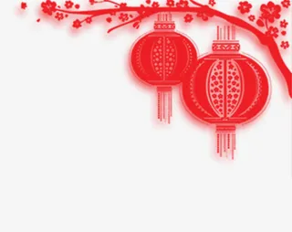 红色喜庆灯笼剪影免抠