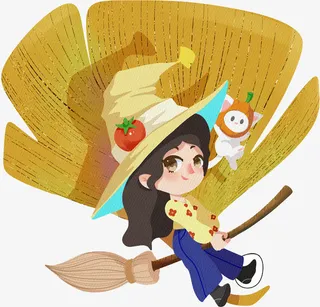 手绘卡通秋天女孩人物免抠