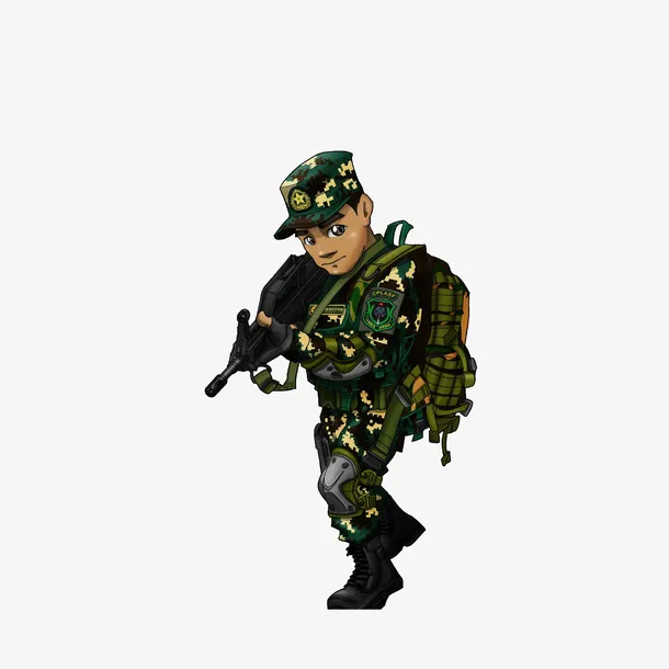 卡通手拿枪支时刻准备的特种兵素免抠