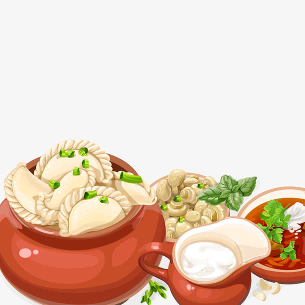 手绘饺子免抠
