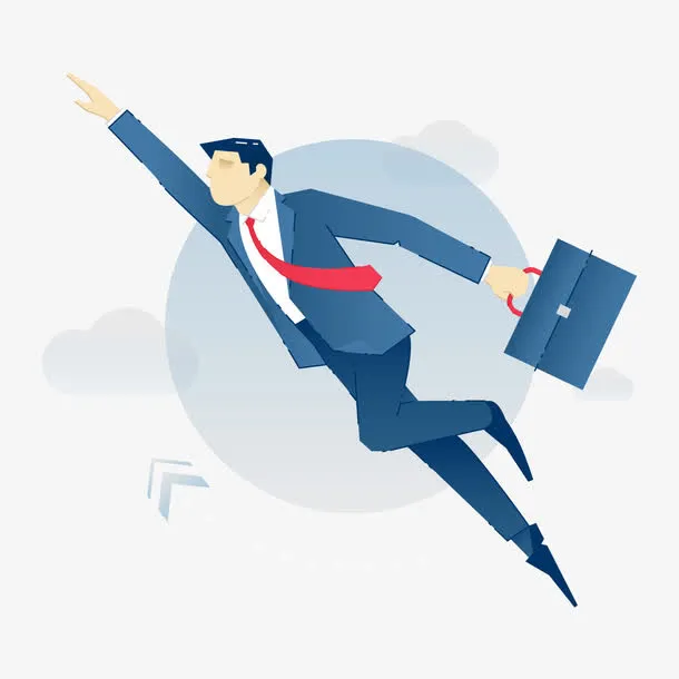卡通飞翔的商务人员免抠
