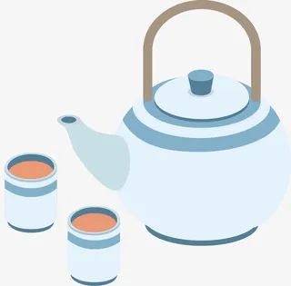 浅色茶壶矢量图免抠