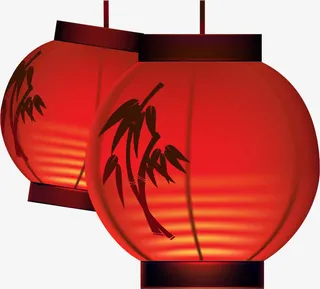 矢量手绘古典红灯笼免抠