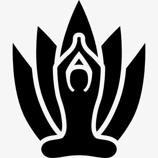 瑜伽姿势与荷花背景图标