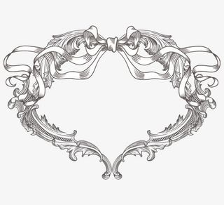 心形边框线条矢量免抠