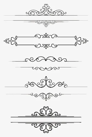 手绘黑色分割线条免抠