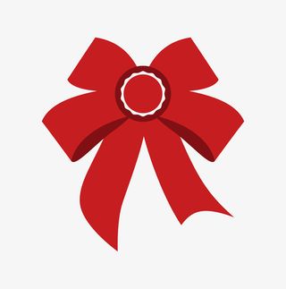 手绘卡通红色蝴蝶节丝带免抠