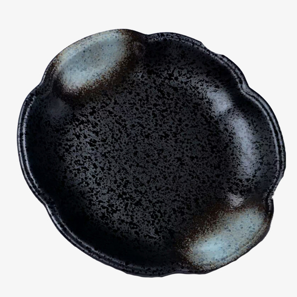 黑色立体简约家用陶瓷盘子免抠