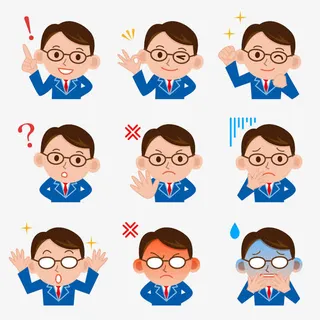 蓝色衣服男生表情包免抠