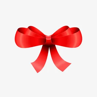 双层红色蝴蝶结彩带发饰矢量免抠