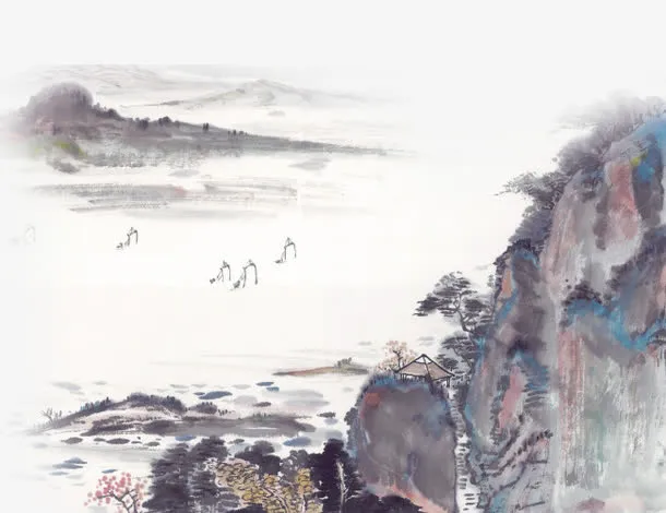 山河景秀青山绿水免抠