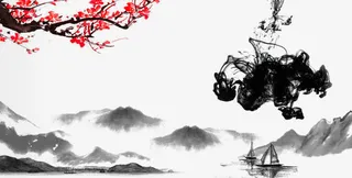 复古水墨画免抠