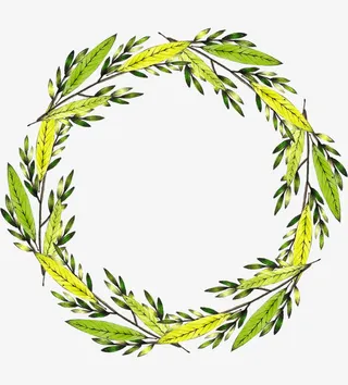 手绘绿叶环免抠