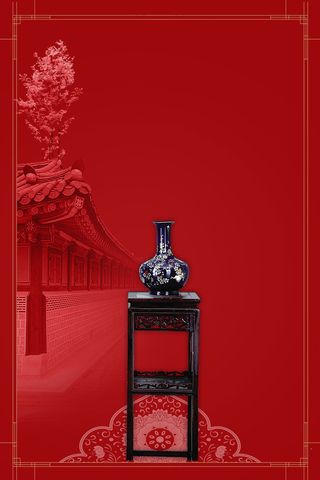 红色简约古典家具海报背景高清