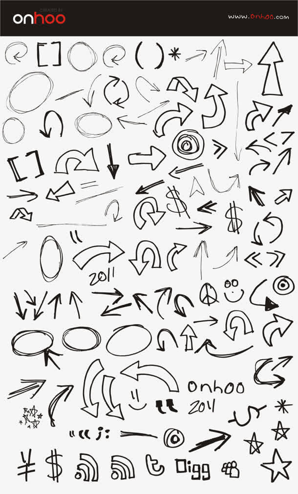 整套手绘箭头标志免抠