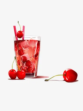 樱桃果汁矢量免抠