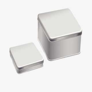 银色正方形罐子实物免抠