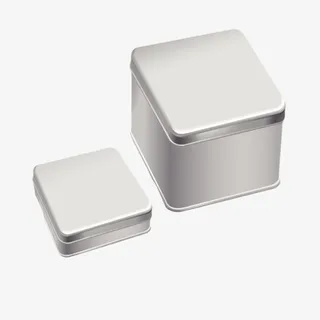 银色正方形罐子实物免抠