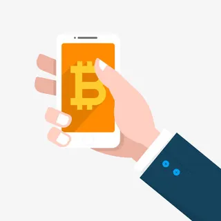 手绘手持金色比特币矢量素材免抠