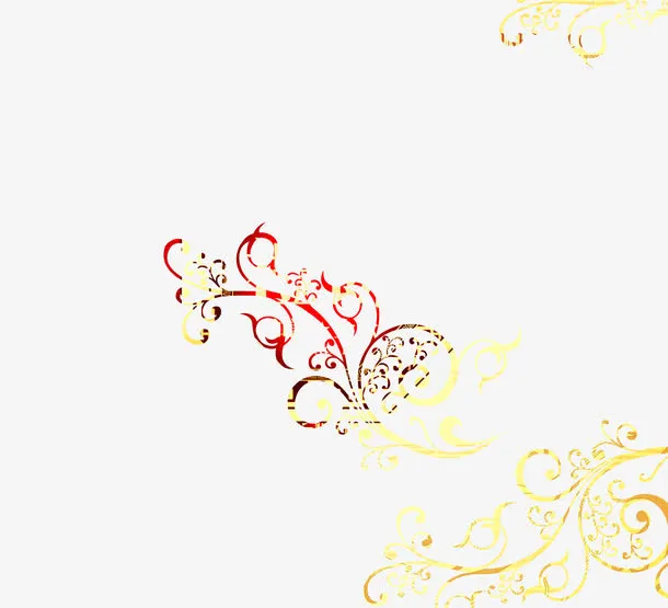 金色红色斑纹藤蔓线条中秋免抠
