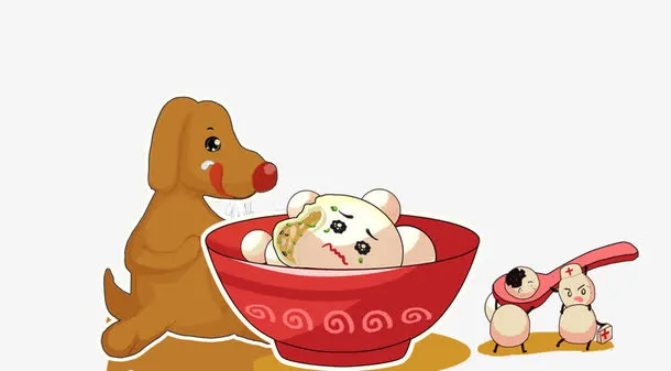 狗年元宵节卡通插图免抠
