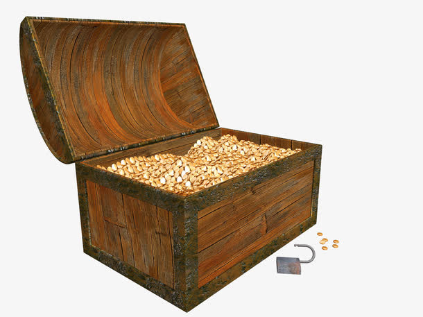手绘金币宝箱免抠