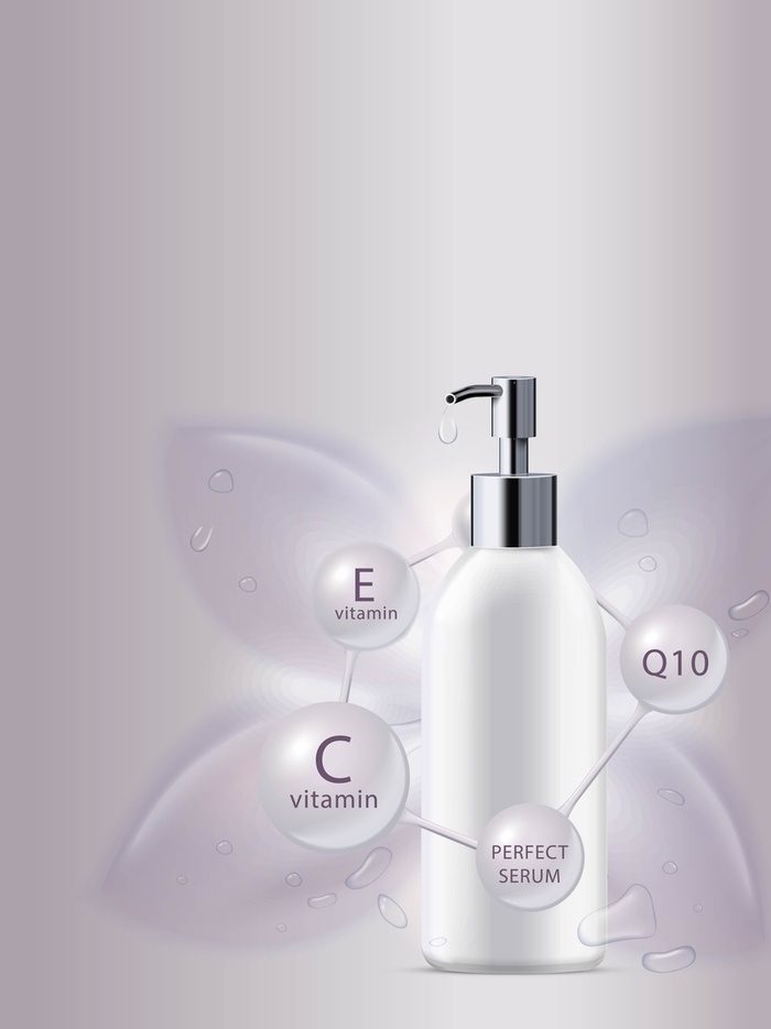 矢量紫色质感护肤品美容背景素材高清