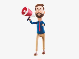 C4D胡子男喇叭3D免抠