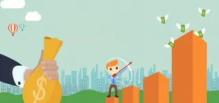 投资理财卡通蓝色海报banner高清