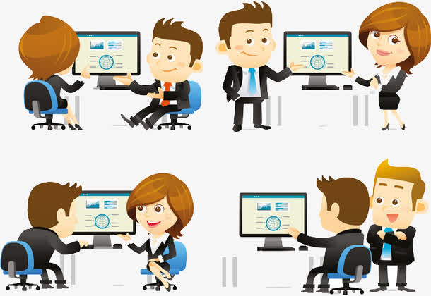 办公室商务人士卡通形象免抠