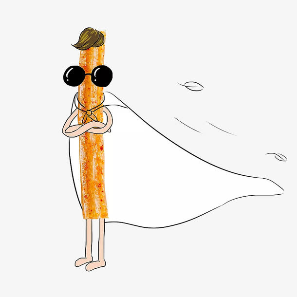 卡通手绘酷帅眼镜辣条披着披风插免抠