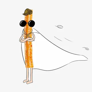 卡通手绘酷帅眼镜辣条披着披风插免抠