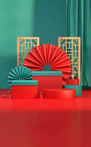 红绿色立体口红背景免抠背景其他元素