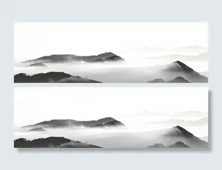 黑色水墨山水背景高清