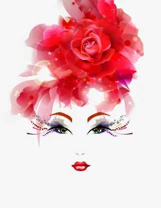 玫瑰花美女免抠