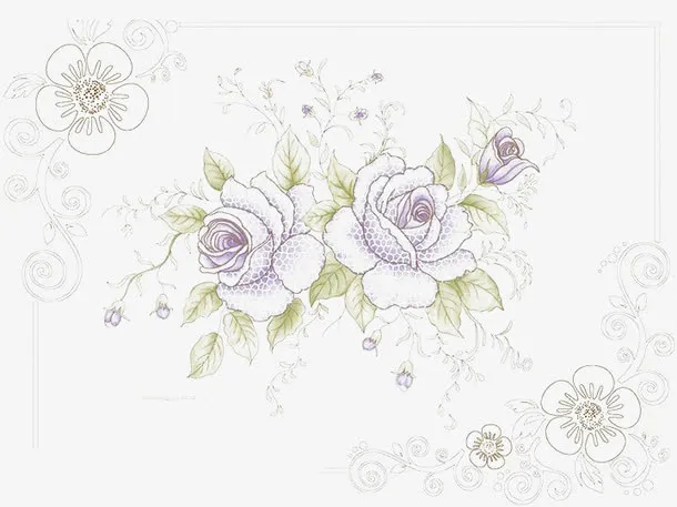一幅精美淡紫色花样图免抠