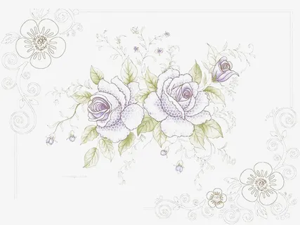 一幅精美淡紫色花样图免抠