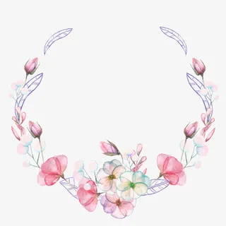 粉色水墨花环免抠