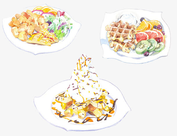 手绘卡通饭后甜点免抠